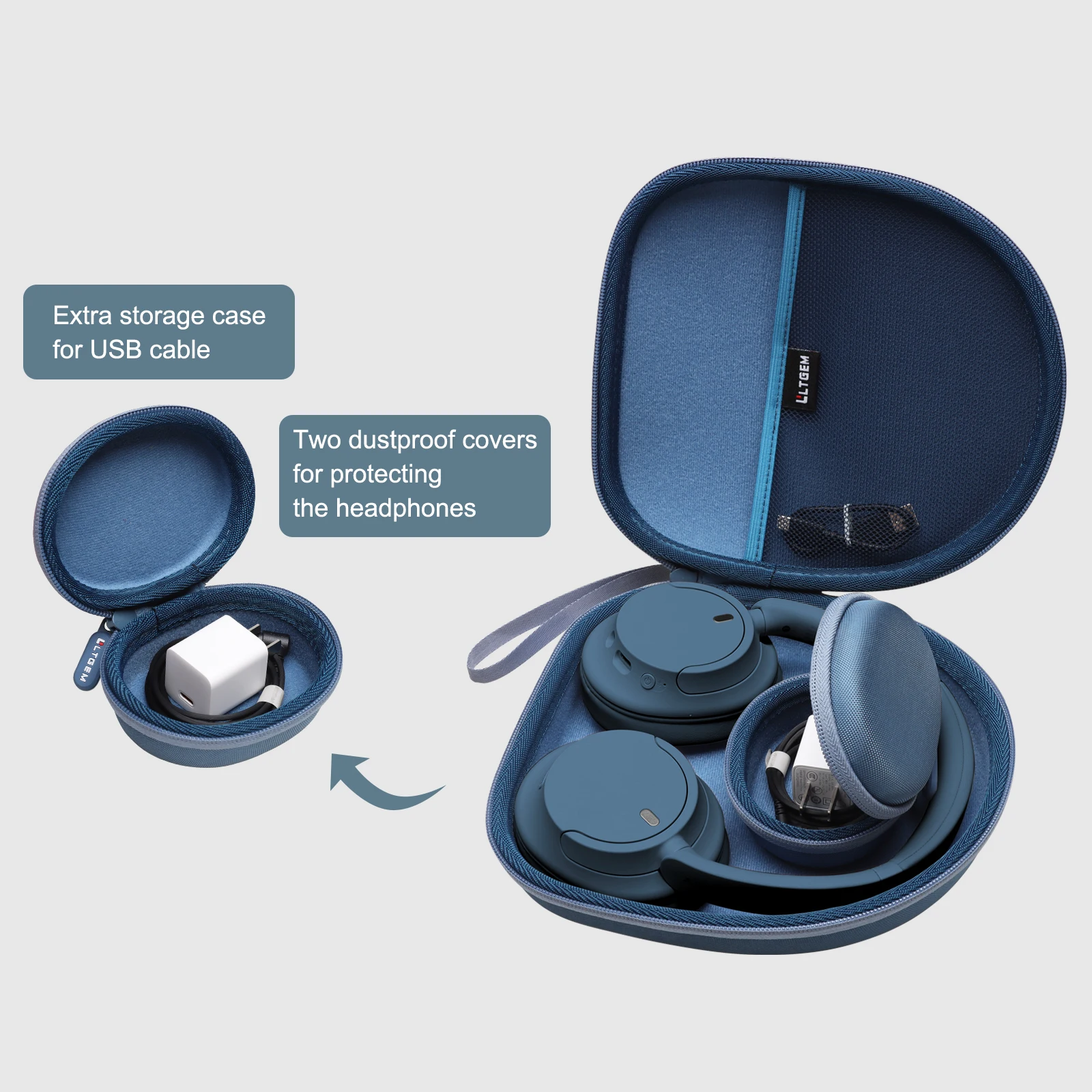 LTGEM-funda para auriculares Sony WH-CH720N, bolsa de almacenamiento para auriculares inalámbricos con cancelación de ruido, accesorios para auriculares - imagen 3