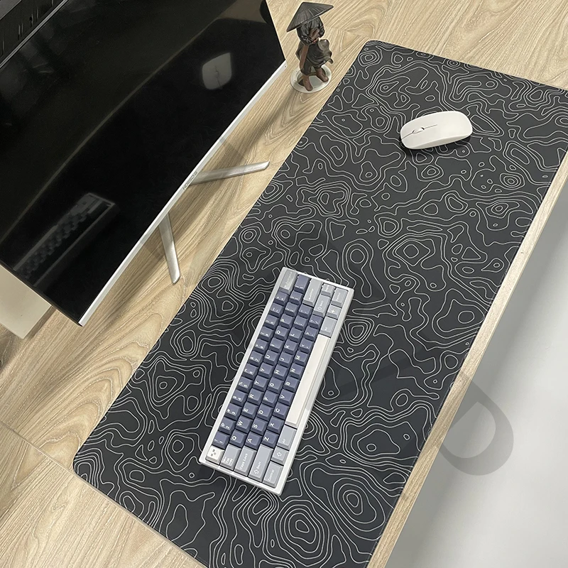 Alfombrilla de ratón con diseño de alfombra de mesa negra, alfombrilla de ratón para ordenador, alfombrilla de escritorio grande de empresa, alfombrilla de escritorio grande para Gamer de 100x50cm - imagen 2