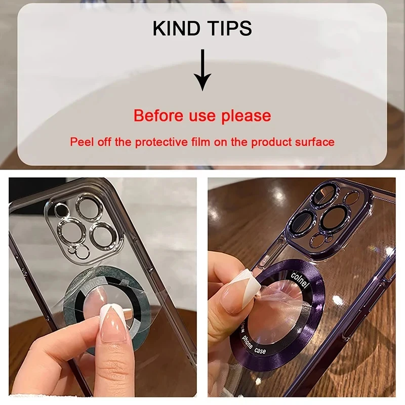 Funda de teléfono de carga inalámbrica transparente con revestimiento magnético de lujo para iPhone 15, 14, 12, 11, 13 Pro Max Plus, funda suave de silicona - imagen 3