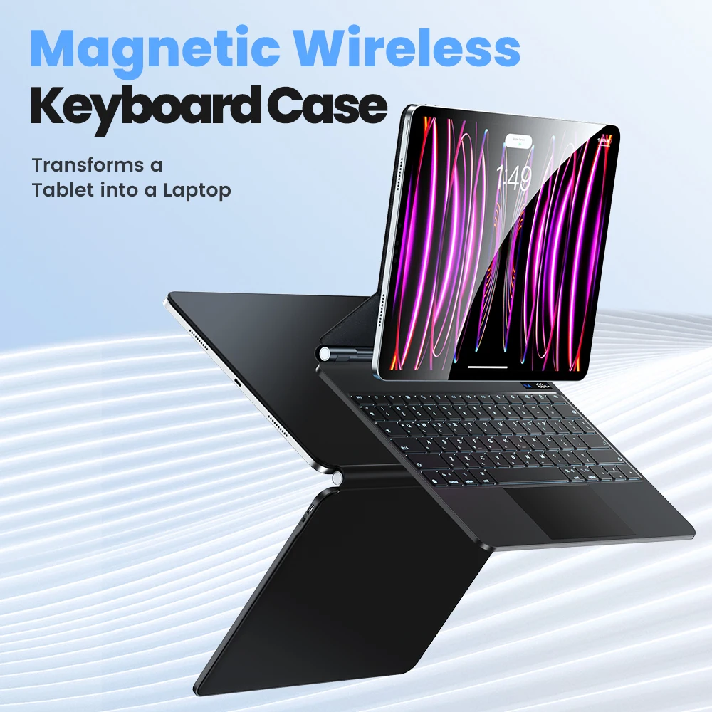 Toocki-teclado mágico con retroiluminación para iPad Air 4 5, funda de teclado inalámbrico desmontable con Bluetooth, 11, 12,9 pulgadas, iPad Pro 2018, 2022 - imagen 2