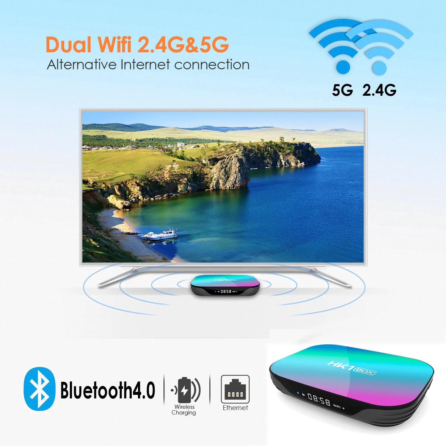 HK1 BOX Amlogic S905X3 Smart TV BOX 4GB32GB Android 9,0 2,4G y 5G Wifi Dual 1000M USB3.0 reproductor multimedia decodificador 4GB128GB - imagen 5