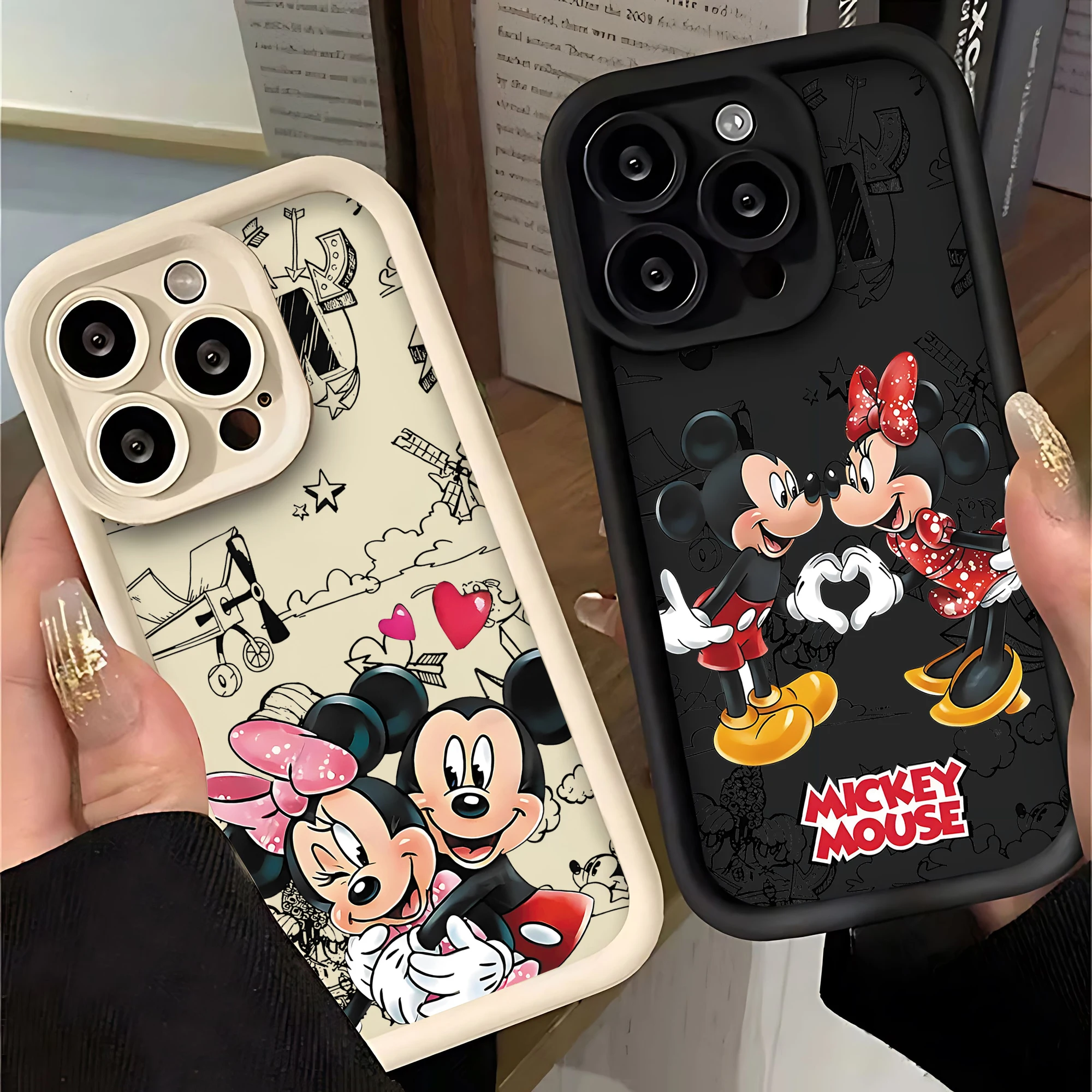 Mickeys Minnies pareja Linda funda de teléfono para IPhone 16 15 14 13 12 11 Pro Max Mini XR XS X 7 8 Plus cubierta trasera suave de TPU