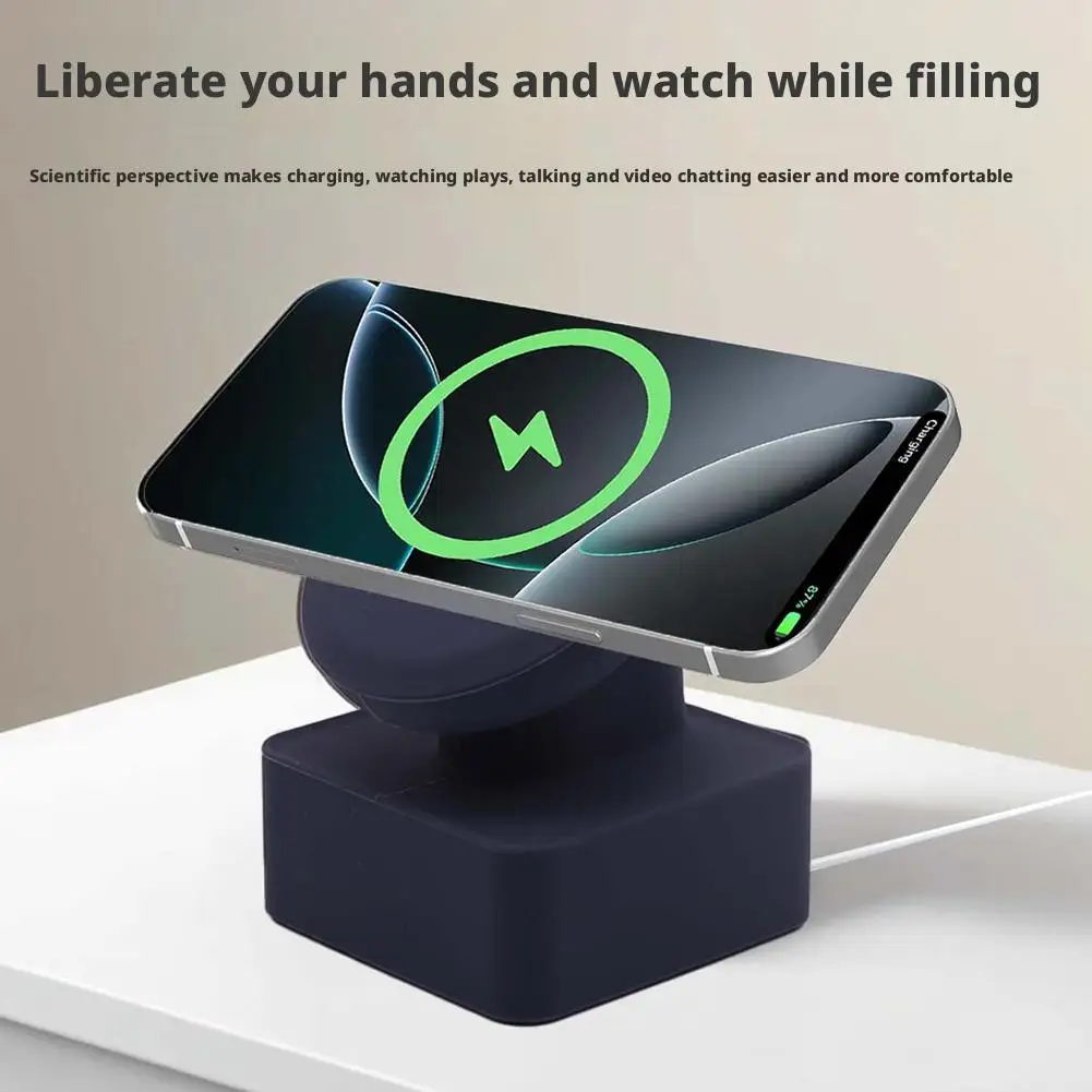 Soporte de mesa de carga inalámbrica de silicona antideslizante para teléfonos móviles para IPhone serie 17-12 para soporte de estación de carga Magsafe - imagen 3