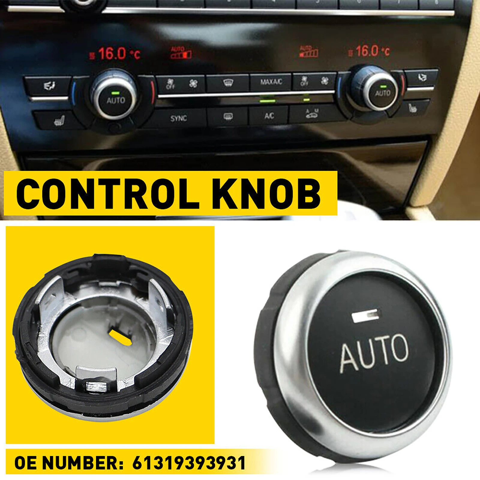 Botón de interruptor de Control de aire acondicionado, accesorio de Control de aire acondicionado con rotación A/C, 61319393931, para BMW 528i, 535i, 550i, 640i, 650i, 1 unidad