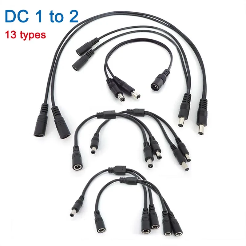 1 CC macho hembra a 2 vías doble macho hembra Cable enchufe 5,5*2,1mm 5,5x2,5mm 2A 5A 7A adaptador divisor de fuente de alimentación para tira de LED - imagen 3
