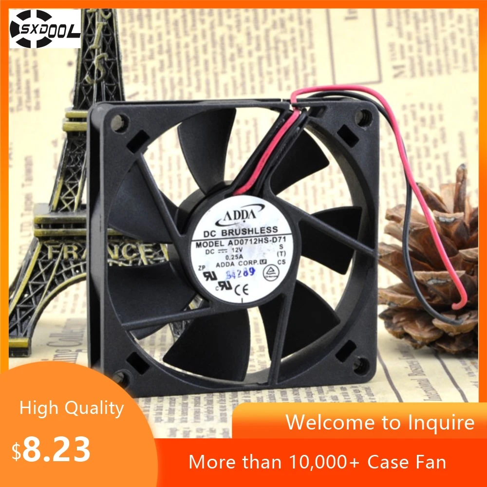 Ventilador con caja de 70 mm y 7 cm para ADDA AD0712HS-D71 7015 DC 12 V 0.25 A Refrigeración axial de 2 cables - imagen 4