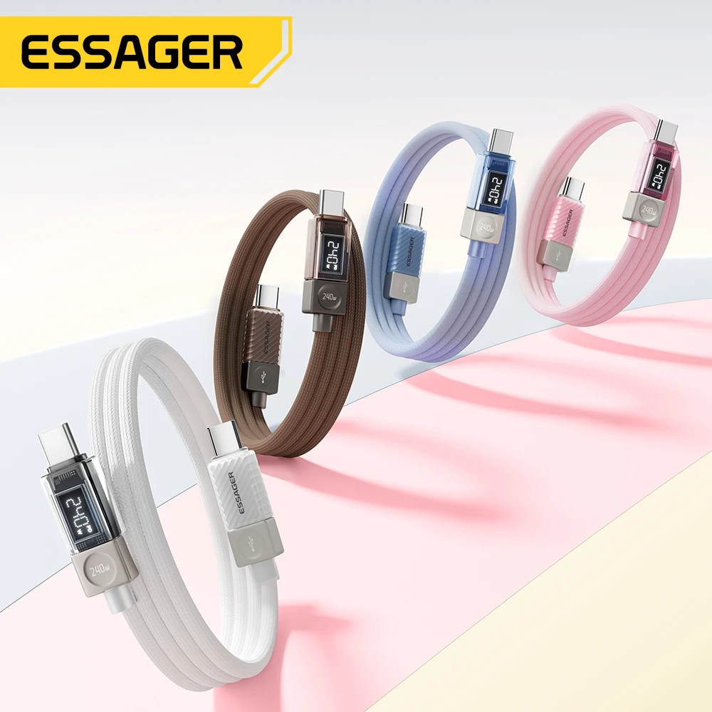 Essager-Cable USB tipo C de 240W, 100W PD 3,1, Cable cargador de pantalla LED de carga rápida para MacBook, iPhone, Samsung, Xiaomi, iPad y portátil - imagen 3