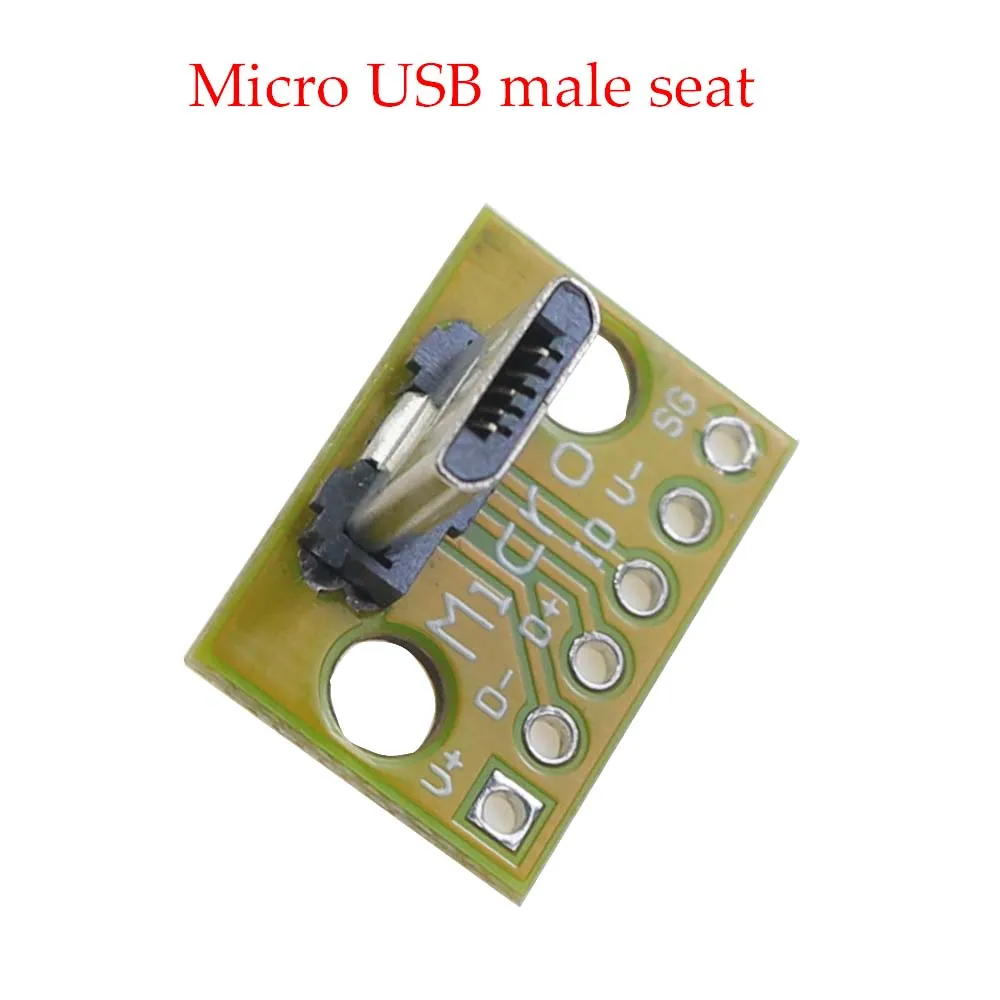 Micro enchufe hembra Horizontal y Vertical, placa PCB, placa de soldadura USB, Android, enchufe macho, enchufe de teléfono de carga, 1 piezas - imagen 3