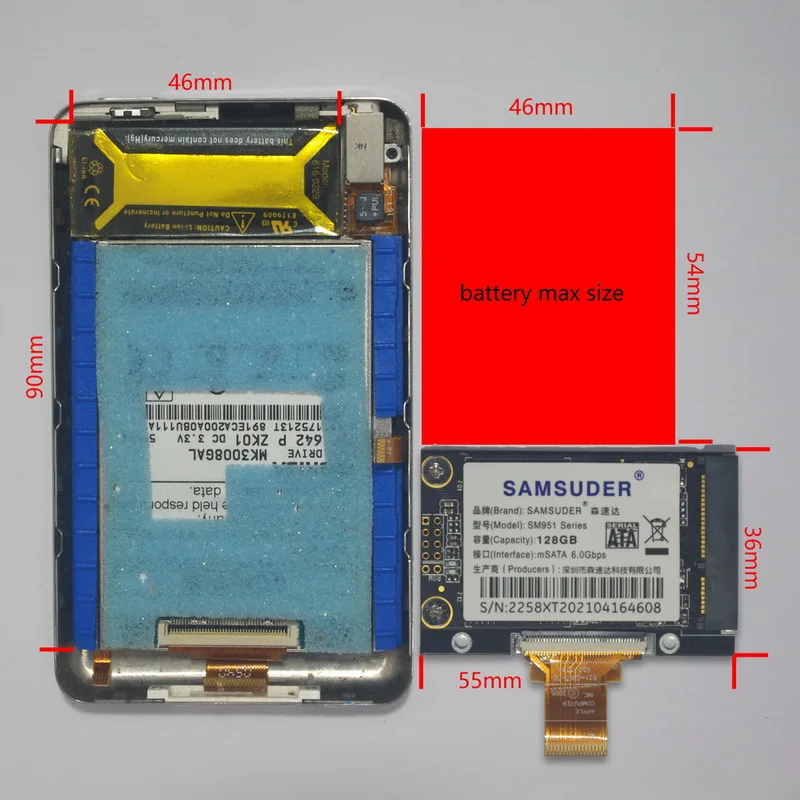 Para iPod corto SSD iPod vídeo SSD iPod classic SSD 256GB 512GB 1TB 1,8 "reemplazar original MK3008GAL MK8010GAH MK6008GAH MK1634GAL - imagen 3