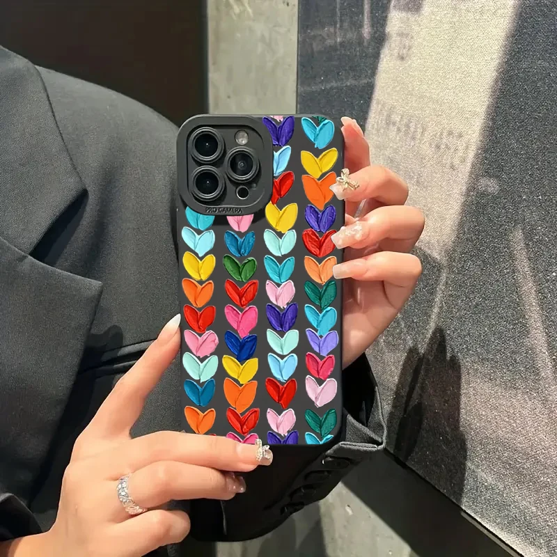 Funda de teléfono de silicona con pintura al óleo Love para iPhone, 11, 12, 13, 14, 15, 16 Pro Max, XS, XR, 7, 8 Plus, SE 2020, protección de lente de cámara - imagen 3