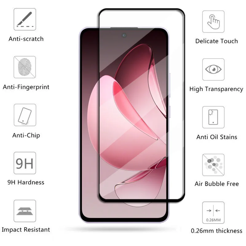 Cubierta completa de vidrio para OPPO Reno13 F, vidrio templado Reno 13 F, Protector de pantalla, película protectora para lente de cámara de teléfono OPPO Reno 13F - imagen 2