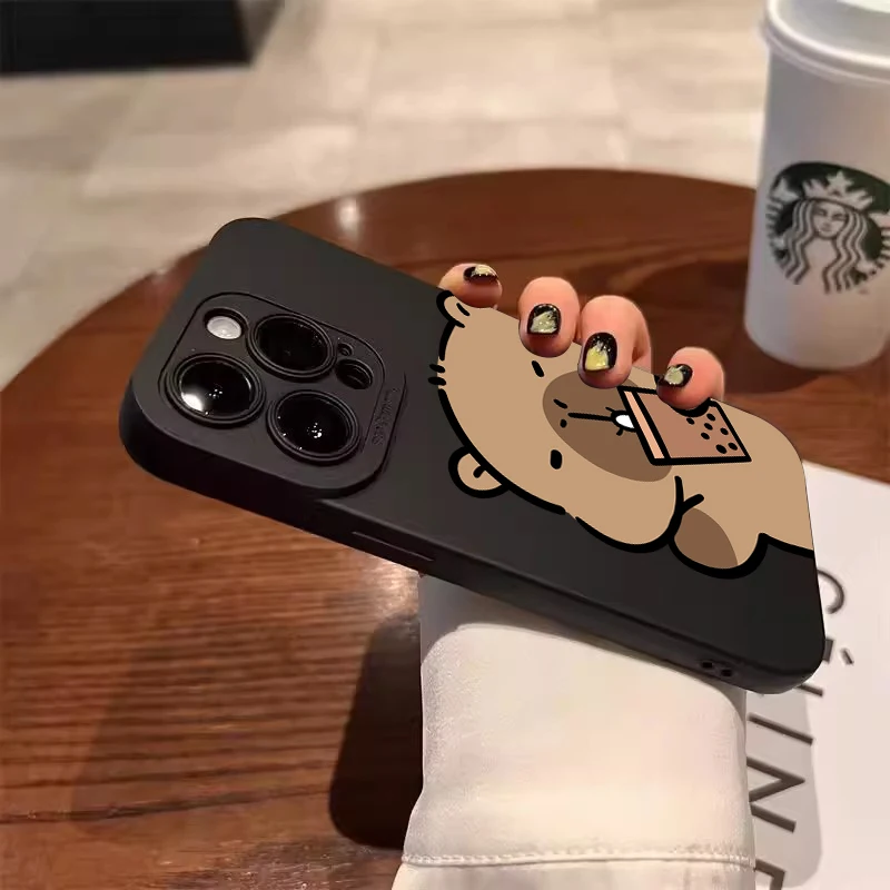 Funda de teléfono con diseño de capibara esmerilado, Ojo de Ángel de dibujos animados para Xiaomi Redmi 13, 12, 14C, 13C, 12C, Redmi Note 14 Pro Plus, 5G, 12S, 11, 10