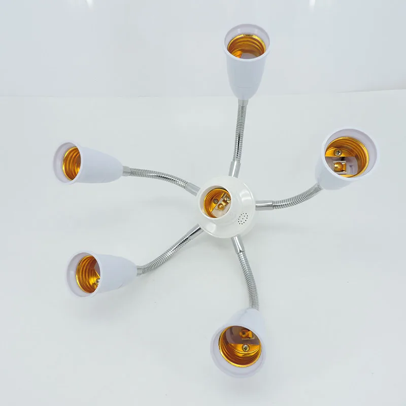 Ajustable 1 E27 a 3 4 5 6 vías E27 bombilla Base soporte divisor de enchufe cuello de cisne LED convertidor extensión manguera adaptador de corriente - imagen 5