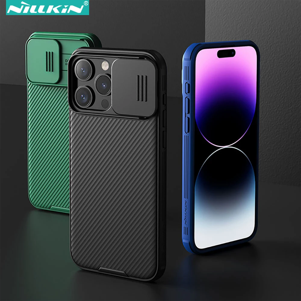 Funda de teléfono Nillkin a rayas para iPhone 15 Pro Max / 14 Pro Max / 15 Plus / 15 Premium mejorada a prueba de golpes con cubierta de cámara deslizante