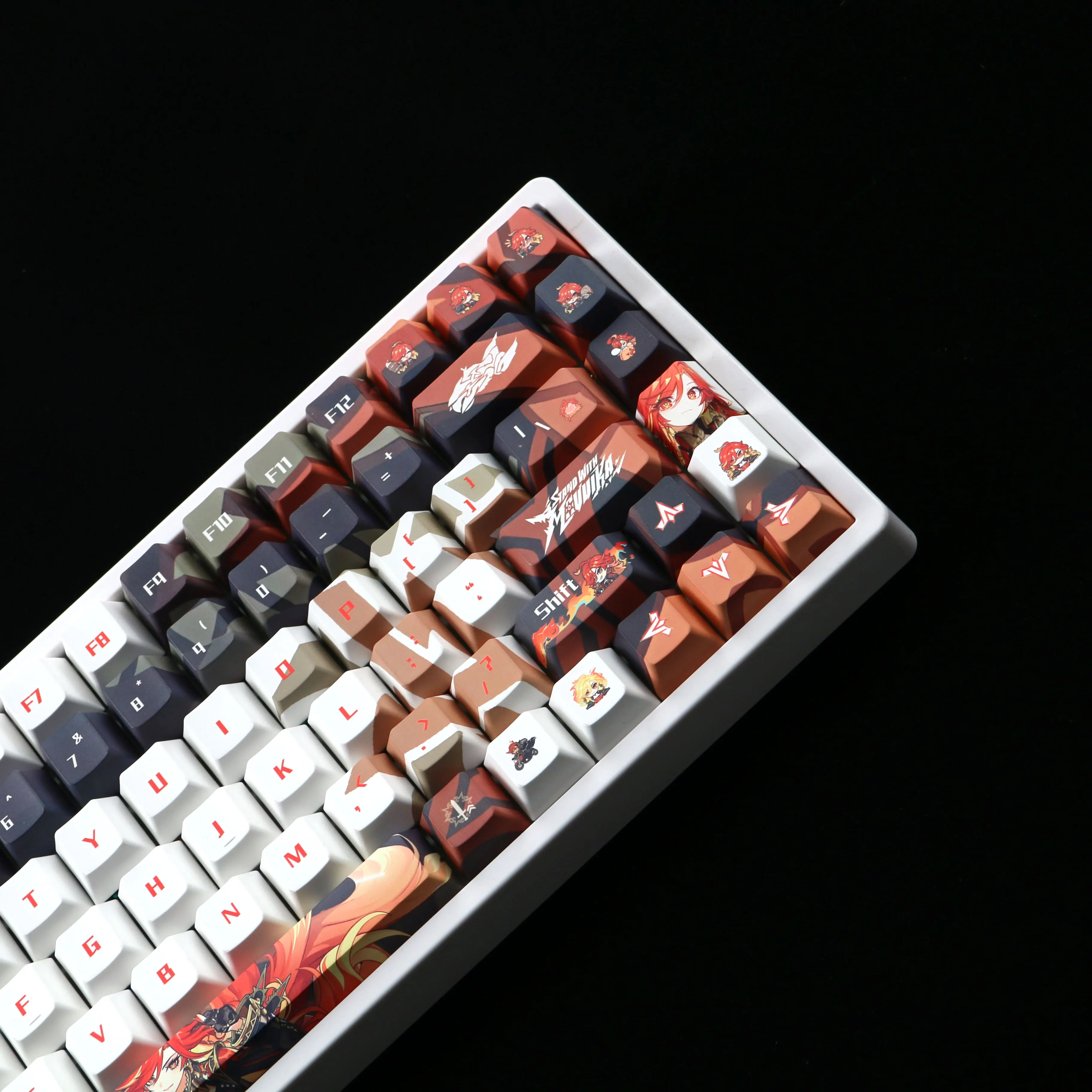 Genshin-teclas de impacto de 120 teclas, teclas con tema Mavuika, PBT, tinte Sub, perfil de cereza, accesorios para teclado mecánico - imagen 2