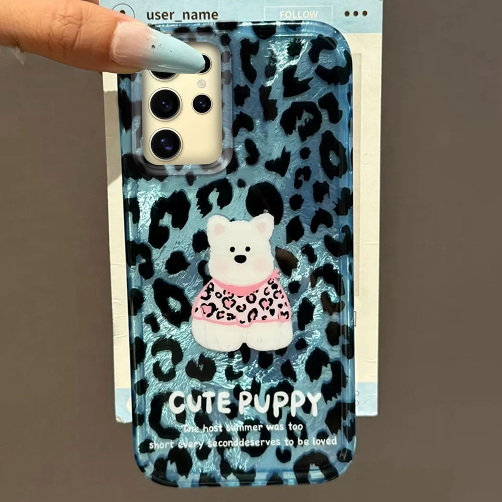 Para Samsung Galaxy S25 Edge S24 S23 S22 S21 S20 FE Plus Ultra colorido estampado de leopardo cachorro patrón de vórtice funda de teléfono a prueba de golpes