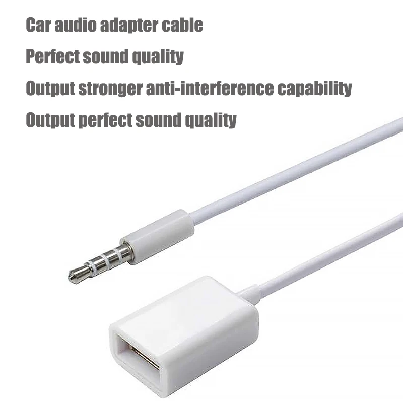 Adaptador de decodificador de lector AUX a USB montado en el coche, Cable de música, Cable de Audio de cabeza redonda, Mini USB a 3,5 MMAUX - imagen 3