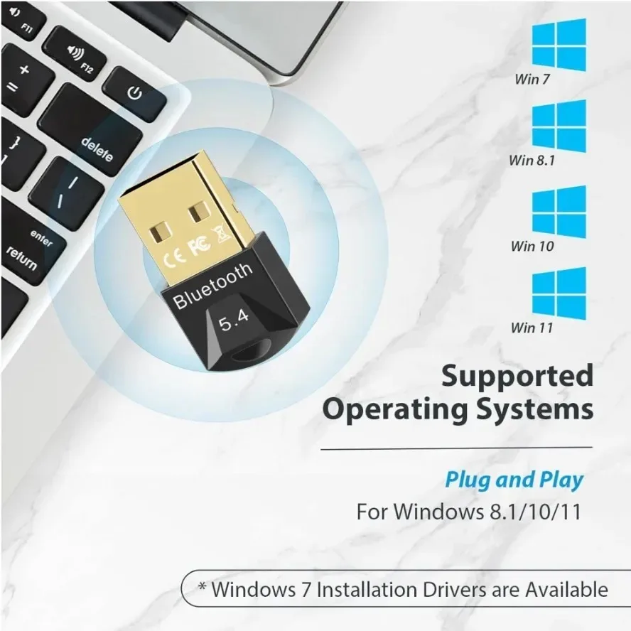 Adaptador USB BT5.4 transmisor receptor para Pc USB Bluetooth 5,3 5,1 Dongle receptor para altavoz ratón teclado transmisor de Audio - imagen 4