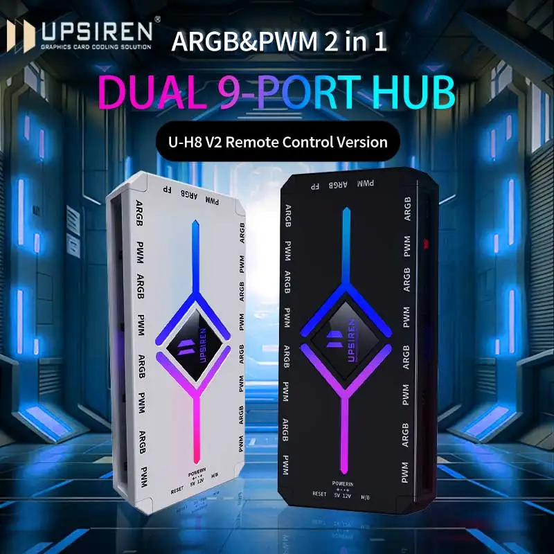 Hub ventiladores ARGB PWM magnético UPSIREN U-H8 con control magnético - imagen 4