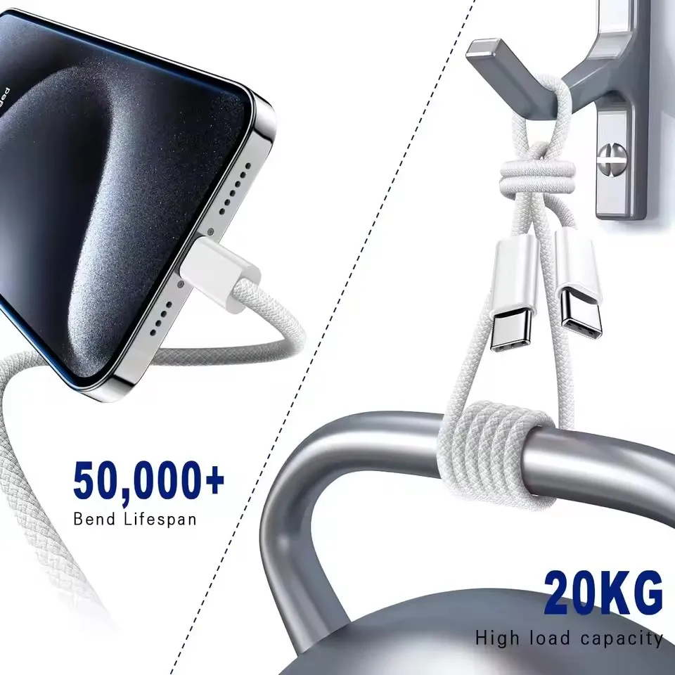 Cable de 60W PD USB-C a tipo C para iPhone 15 Plus 16 Pro Max 16e Samsung Xiaomi Redmi POCO Huawei Cable de datos trenzado de carga rápida - imagen 4