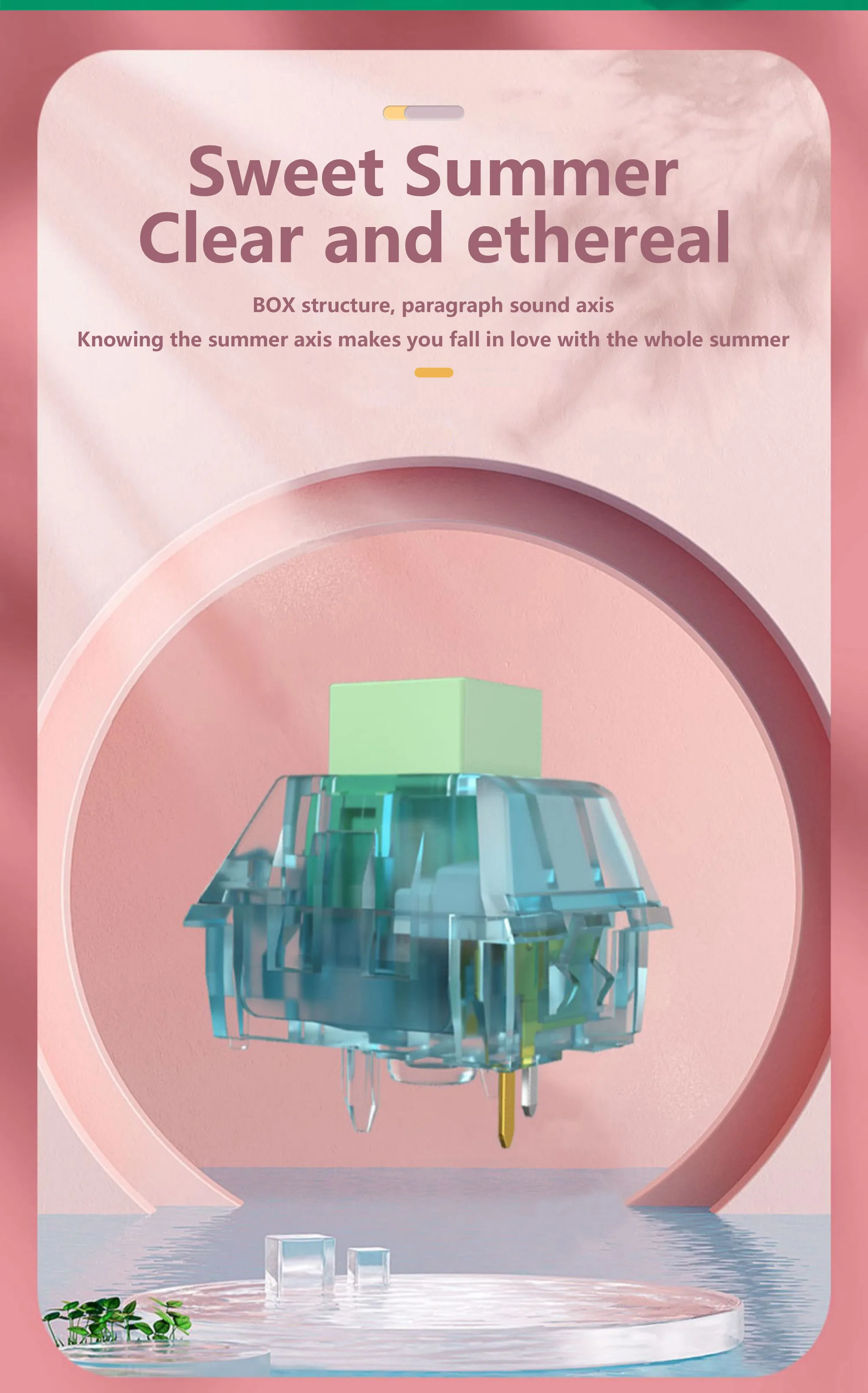 Kailh BOX Zhixia-interruptor de sonido etéreo, interruptor cian de clase de párrafo, teclado mecánico precubricado crujiente, POM de 5 pines DIY - imagen 4