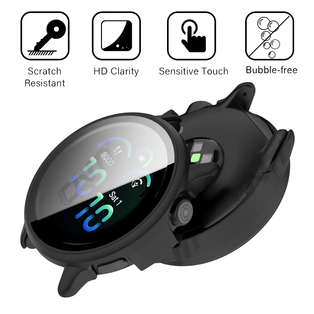 Vidrio + funda para Garmin VivoActive 6, Protector de pantalla de vidrio templado y parachoques protector de PC duro para accesorios Vivo Active 6 - imagen 4