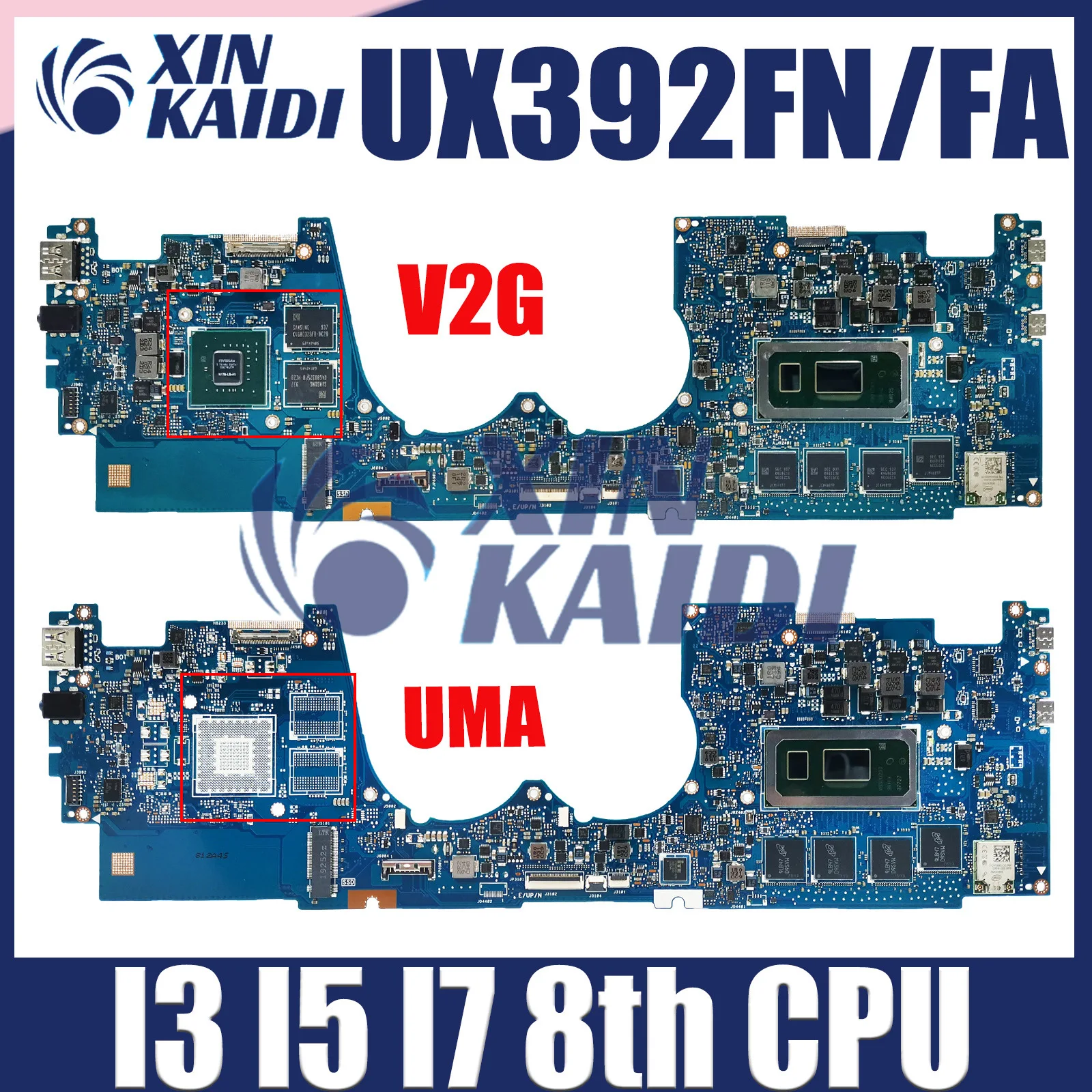 Placa base UX392F para ASUS ZenBook S13 UX392FA UX3000X UX392FN placa base para portátil I3 I5 I7 8th Gen CPU MX150 UMA 8GB/16GB
