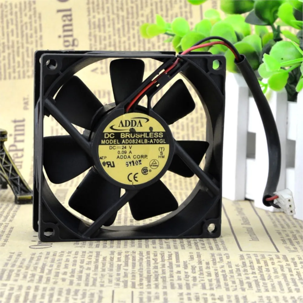 AD0824LB-A70GL ventilador Axial silencioso de 80mm para Adda 80X80X25mm 8CM 24V DC 0.09A ventilador de refrigeración inversor de servidor convertidor de 2 cables - imagen 4