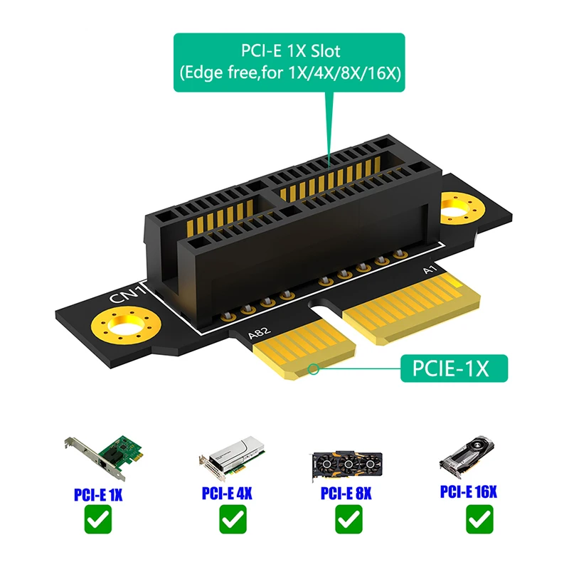 Tarjeta elevadora PCIE X1 3,0 de 20mm, placa elevadora inversa de 90 grados macho a hembra, adaptador convertidor PCI Express 1X a 1X, placa elevadora para PC de servidor 1U - imagen 4