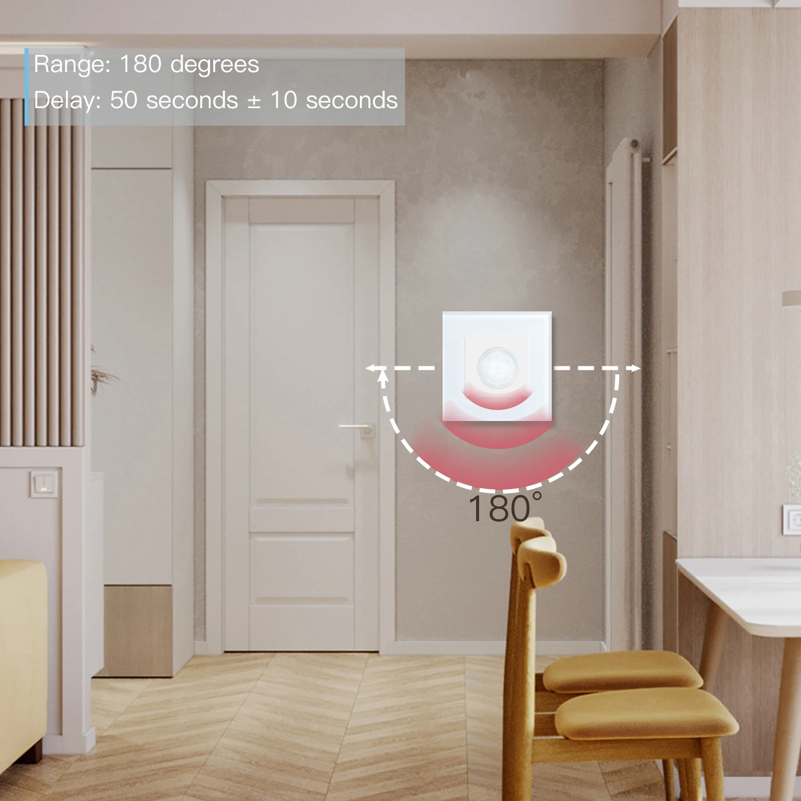 BSEED cuerpo PIR Sensor de movimiento por infrarrojos interruptor lámpara Led interruptor de pared interruptor de encendido y apagado automático estándar de la UE 220V AC marco de vidrio - imagen 3