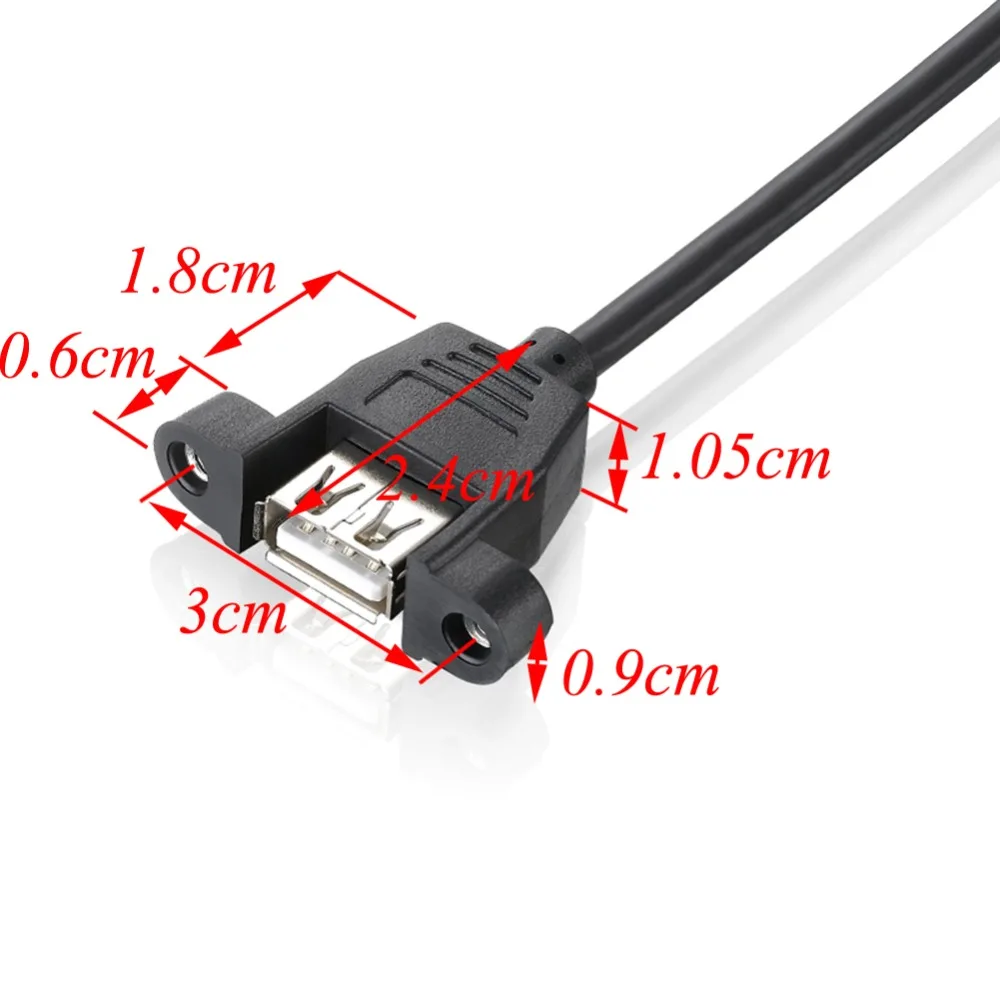 Cable de extensión USB 2,0 macho a hembra con lámina de montaje en Panel de tornillo + blindado trenzado 30cm 50cm 60cm 100cm 150cm 200cm - imagen 5