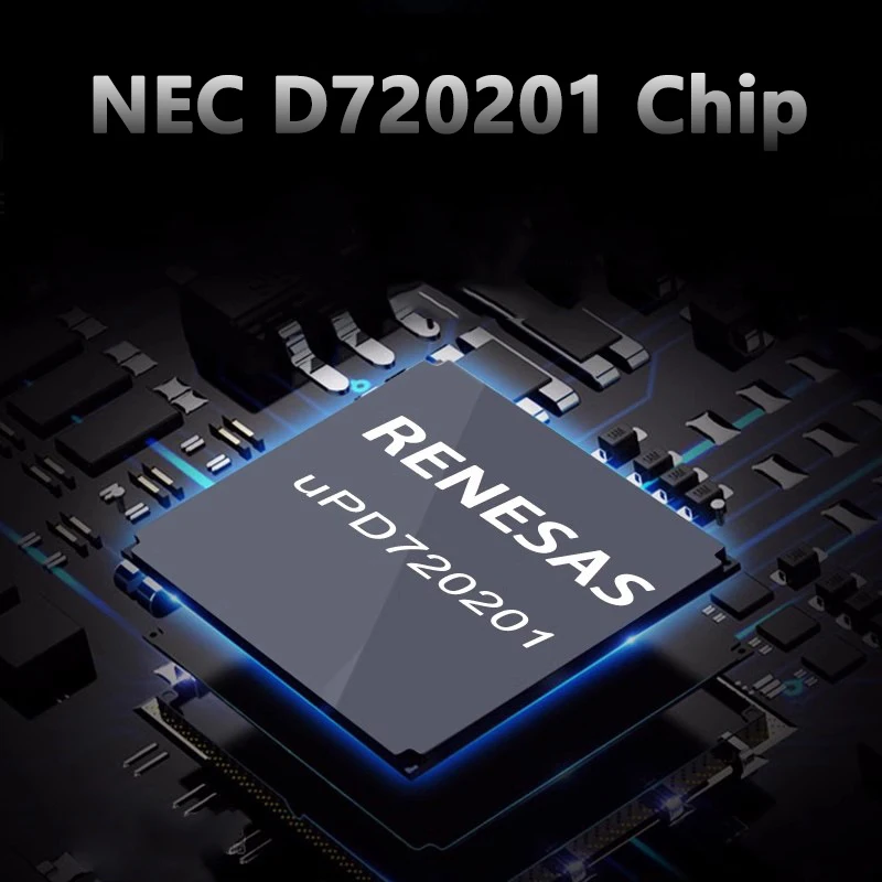 Un primer plano de un chip Renesas D7201