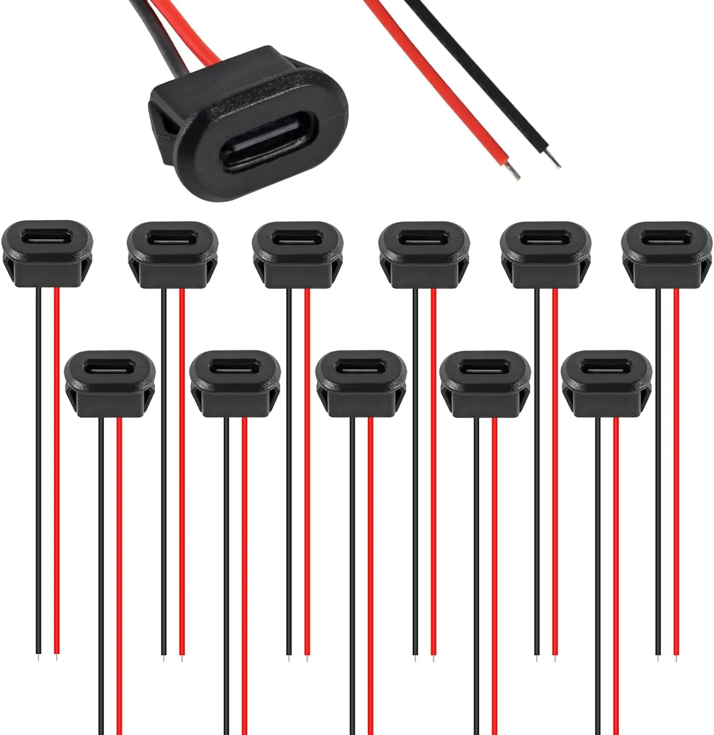 Conector USB tipo C hembra de 2 pines, resistente al agua, con enchufe hembra, puerto de carga de carga rápida, enchufe de cargador USB-C, 10 Uds. - imagen 2