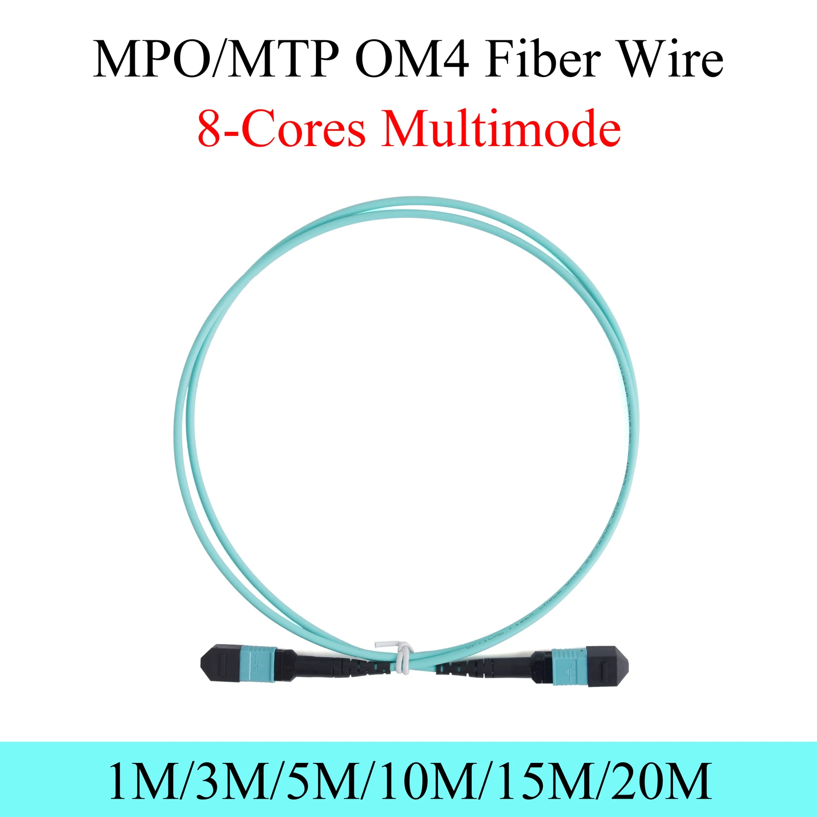 Cable de conexión de fibra OM4 multimodo 100G MPO/PC 8 núcleos APC UPC hembra a hembra tipo B ángulo plano 1/3/5/10/15/20M Cable óptico azul