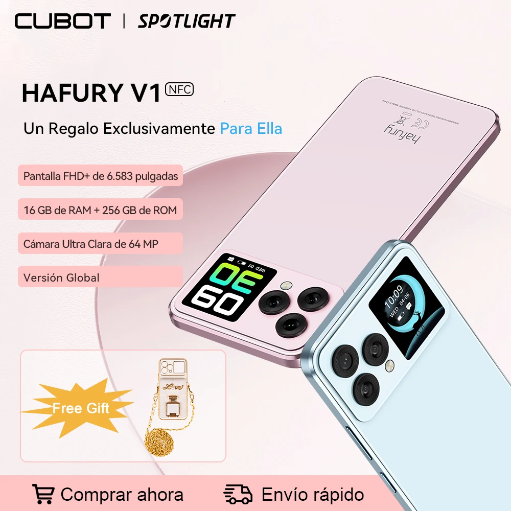 Cubot Hafury V1, Smartphone Android, Octa-core, 16GB RAM(8GB+8GB ampliado), 256GB ROM, Pantalla dual, Cámara de 64MP, Cámara Selfie de 32MP, NFC, Versión global, moviles baratos 2024, 4G movil, OTG,moviles baratos 2024 - imagen 2