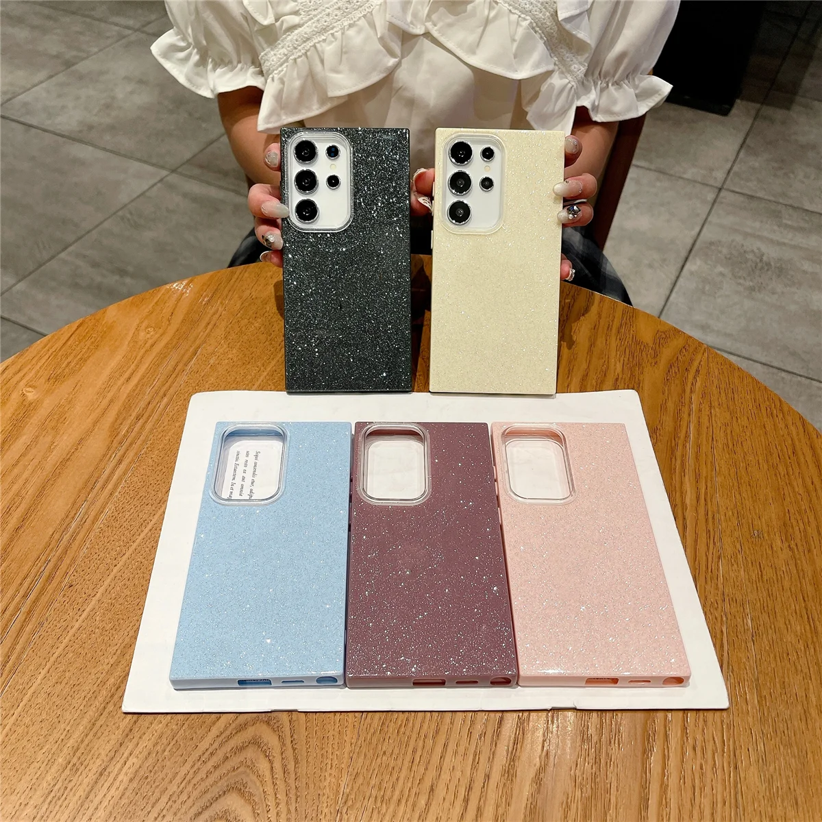 Funda de lujo IMD con purpurina dura de Color caramelo para Samsung s25 ultra 24 23 plus 21 fe 22 plus s25 plus, funda de PC suave de silicona híbrida