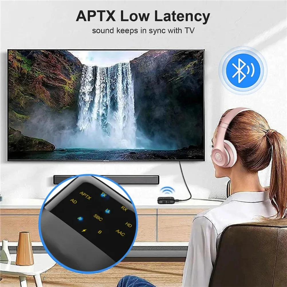 2 In 1 Wireless Audio Adapter Bluetooth 5.2 Receiver Transmitter APTX HD Low Latency 3.5mm AUX for Car Headphones Speaker TV PC - imagen 2