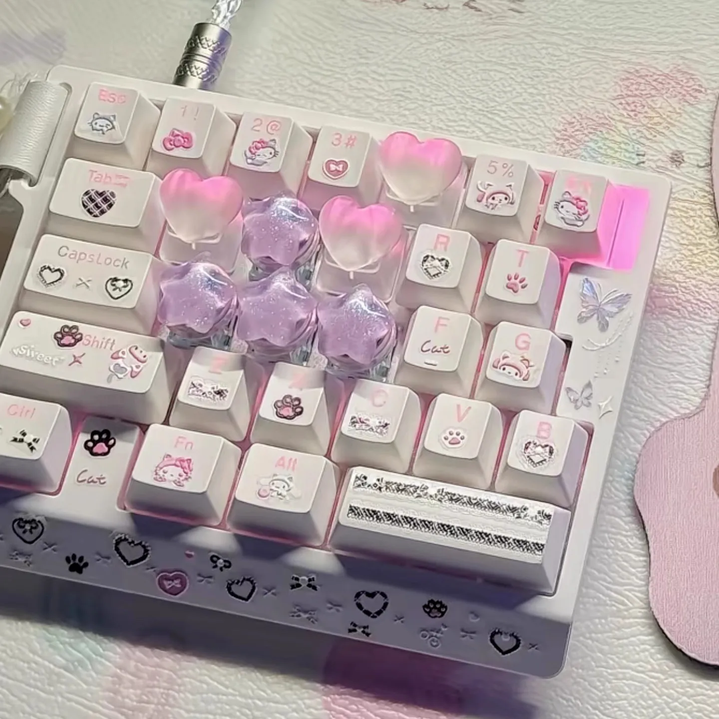 DIY Love Keycap juego Teclado mecánico lindo transparente en forma de corazón juego Teclado mecánico decoración altura Keycap - imagen 5