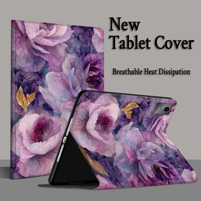Funda para tableta Lenovo Pad Tab Legion Xiaoxin Y900 Y700 K10 M10 P11 3. a generación, arte floreciente, flores moradas - imagen 5