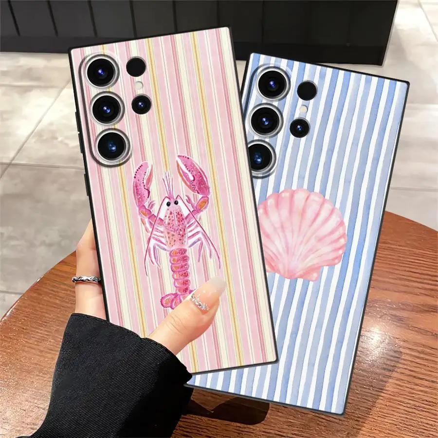 Funda para Samsung Galaxy S25 Edge S24 Plus S20 S21 FE S23 Ultra negra suave cubierta de teléfono animales marinos