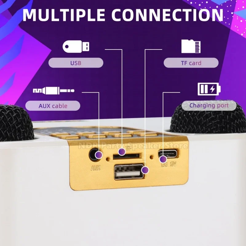 Altavoz de Karaoke inalámbrico para cantar doble con soporte para teléfono móvil, micrófono portátil, Altavoz Bluetooth, KTV al aire libre, el más nuevo - imagen 5