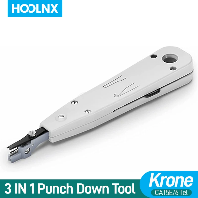 Hoolnx Krone Punch Down Tool con tornillo de cabeza plana Spudger, gancho de tracción para placa de pared, instalación de panel de conexión IDC/red