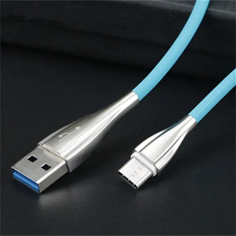 Cable USB tipo C para teléfono móvil, Cable de carga rápida de 2a y 1M, Micro USB, línea de USB-C para Samsung, Huawei con trenza azul, blanco y gris - imagen 2
