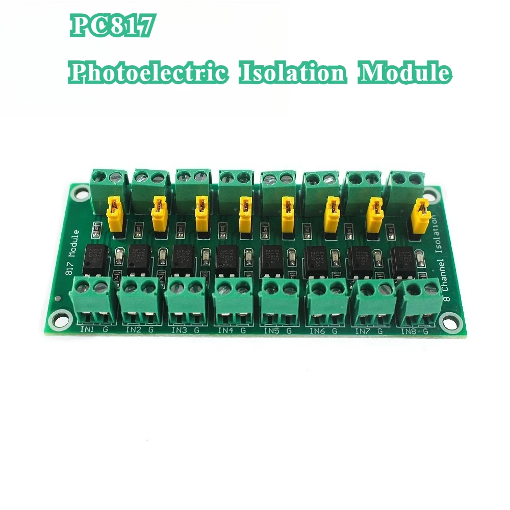 Módulo de placa de aislamiento de optoacoplador de 8 canales PC817, módulo de placa de aislamiento de voltaje, controlador de 3,6-30V, módulos aislados fotoeléctricos