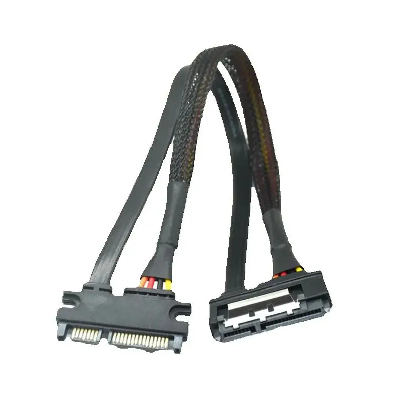 Cable de extensión SATA SATA de 22 pines macho a hembra SATA 3 III 6 Gb/s 22 pines macho a hembra 7 + 15 pines SATA datos HDD alimentación 30cm 10cm - imagen 2