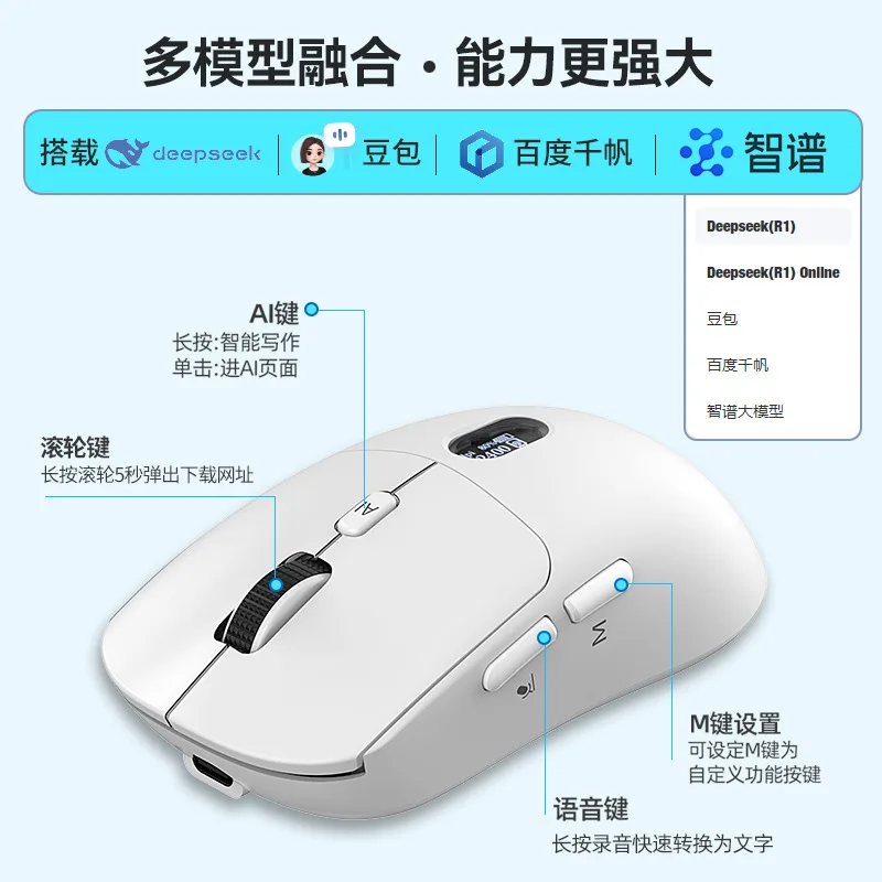 Ratón inalámbrico V21 multimodo inalámbrico Bluetooth 2,4G AI ratón pantalla Digital escritura AI escritura de voz para pintura de juegos de oficina - imagen 5