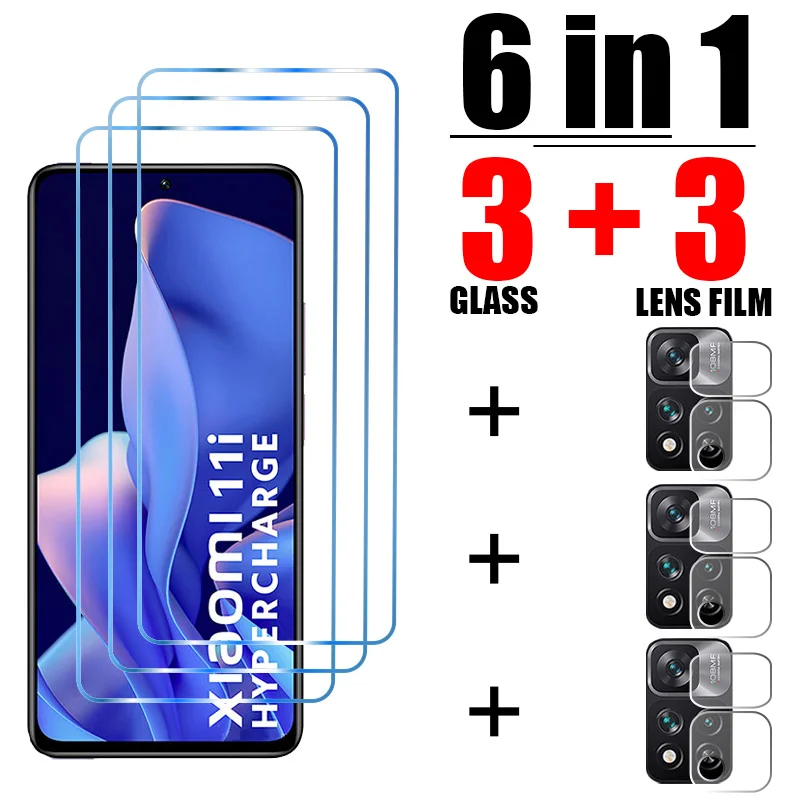 Vidrio Templado 6 en 1 para Xiaomi Poco F3 F4 GT M3 M4 Pro 5G Protector de pantalla de película de cámara para Poco X3 Pro X3 NFC X4 Pro 5G X5 Pro