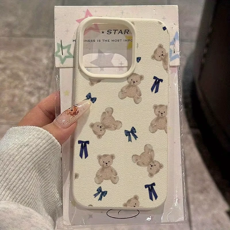 Funda de teléfono con diseño de lazo de oso para iPhone 17 11 12 13 14 15 16 Pro Max Plus 17 Air X XS Max XR, funda trasera de silicona suave - imagen 3