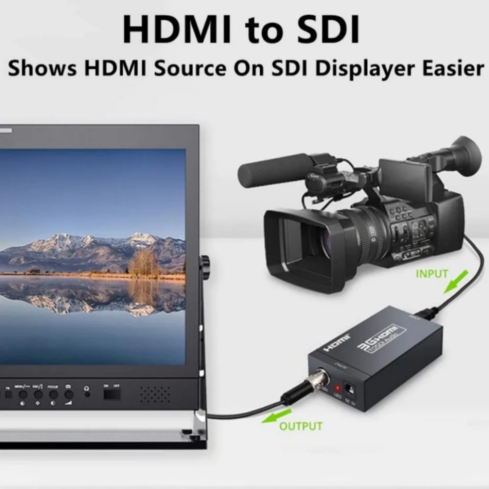 GRWIBEOU-convertidor HDMI 1080P, compatible con SDI 3G-SDI/HD-SDI, transmisión HD, adaptador para cámara y televisión - imagen 5