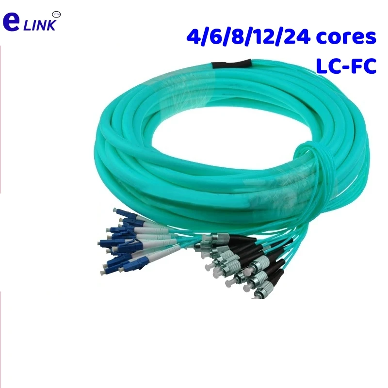 Paquete de cable de conexión de fibra para interiores OM3 LC-FC 4/6/8/12/24 núcleos puente óptico cable de parche de fibra óptica multimodo 4C 6C 8C 12C 24C 10m